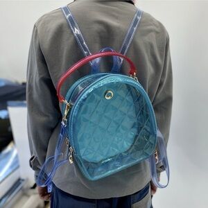 clear PVC round crossbody bag jelly quilted pattern backpack